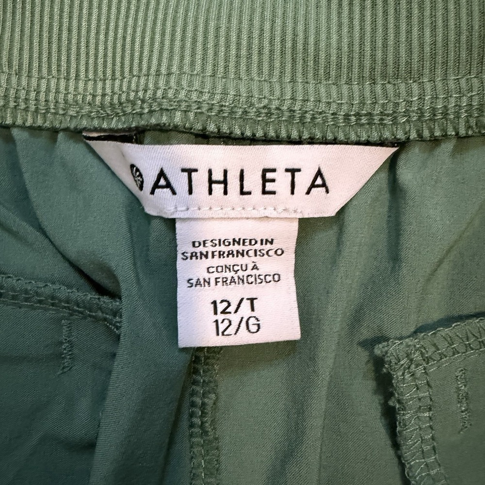 Athleta Brooklyn Ankle Pant Pantalon Cheville Green Mid Rise SZ 12 T Tall Casual - Picture 3 of 7